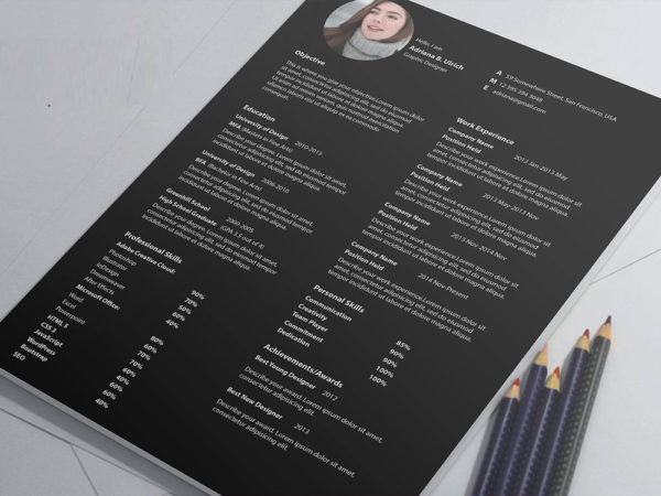 Free Minimalist PSD CV Template with Three Colors Option