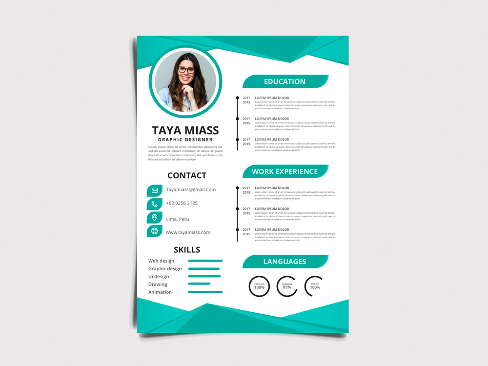Taya Resume - Free Modern Resume template with in Illustrator Format