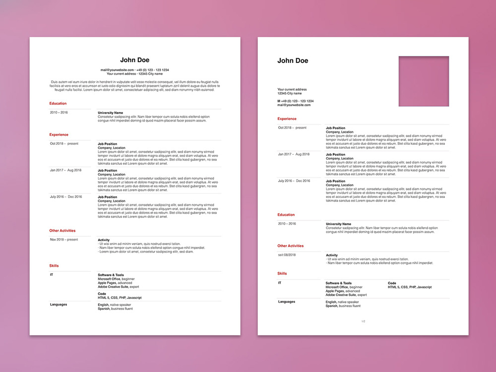 Free Apple Pages Resume Template with Minimalist Design