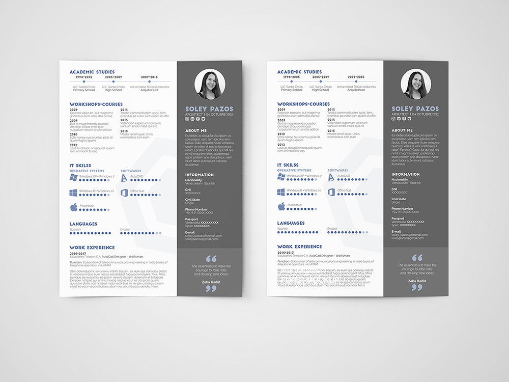 Free Architect Resume Curriculum Vitae Templates