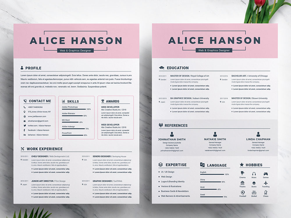 Free Student Resume Template with Matching Cover Letter (1000 x 750 Pixel)