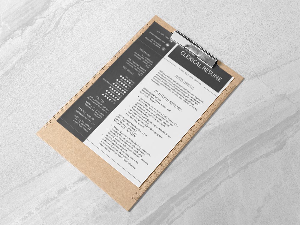 Free Clerical Resume Template with Sample Text