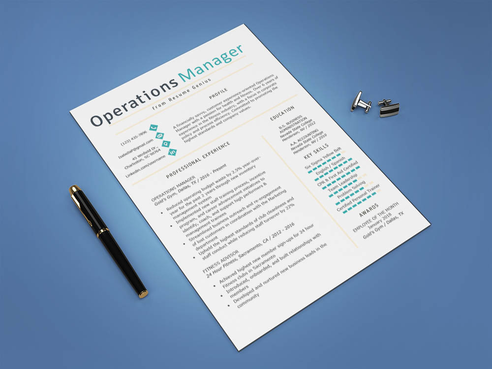 Free Operations Manager Resume Template with Simple Look