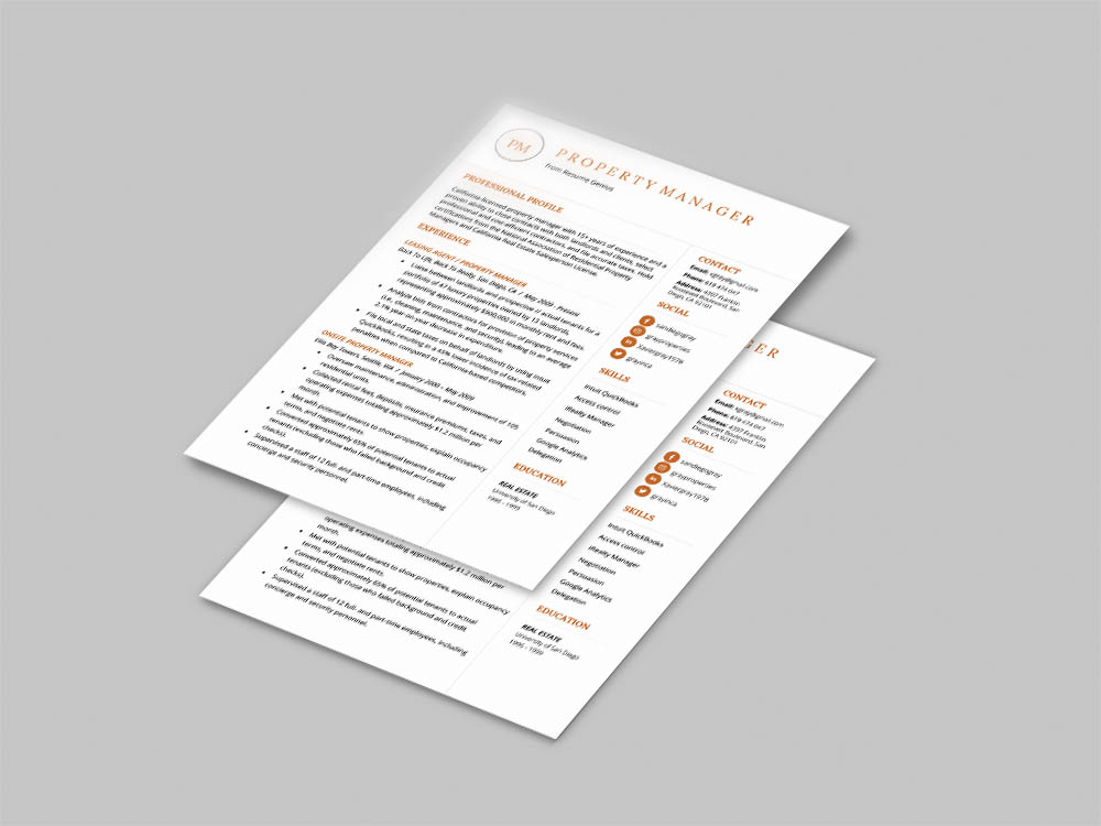 Free Property Manager Resume Template
