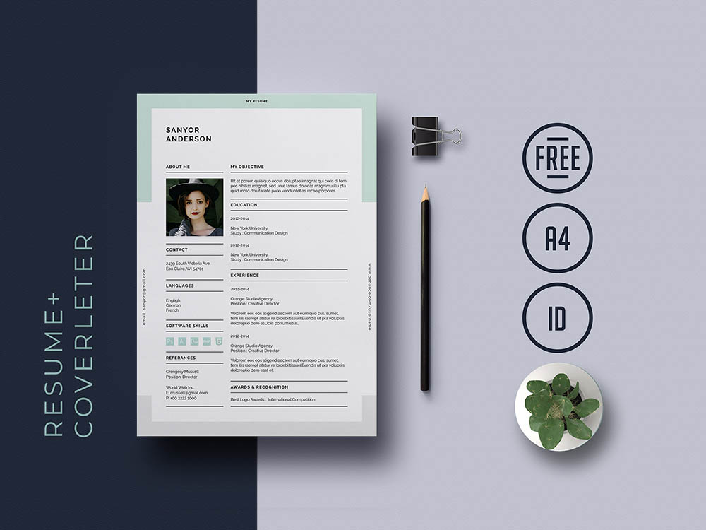 Free Universal Indesign Resume Template with Matching Cover Letter