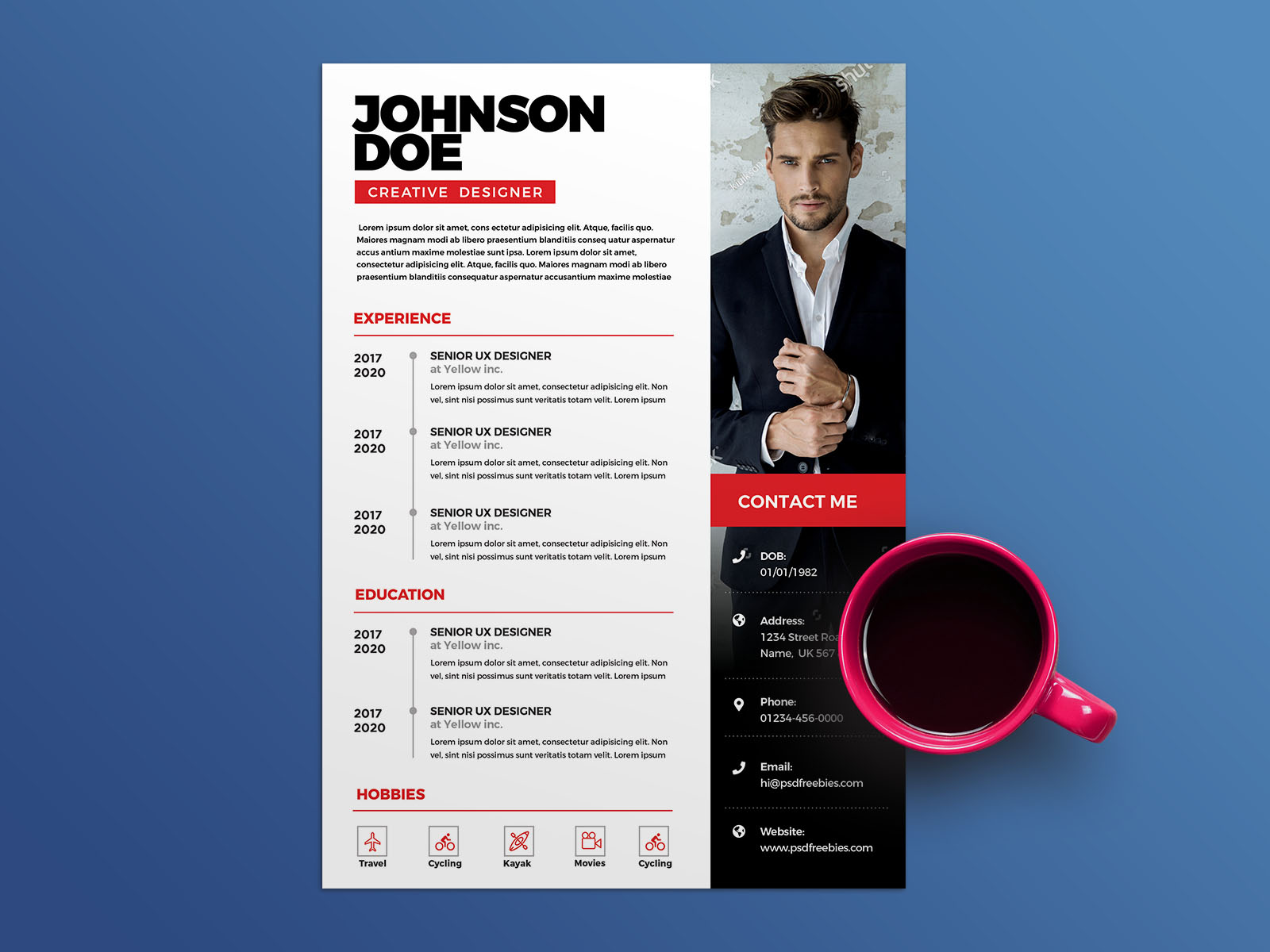 Free Clean PSD Resume Template