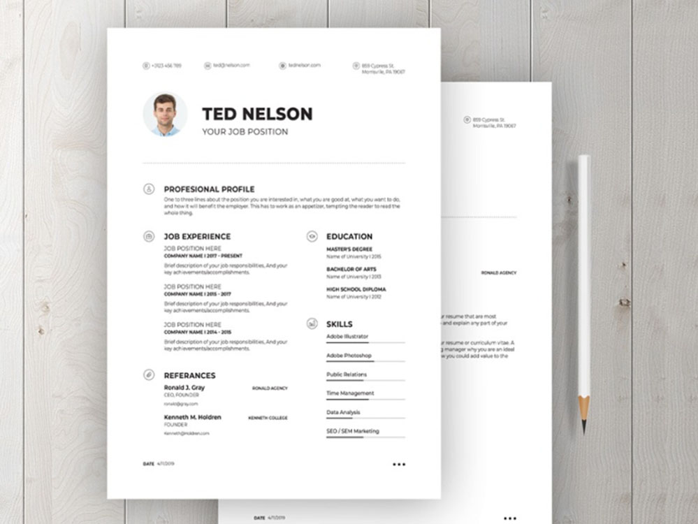 Free Professional CV/Resume Template with Simple and Elegant Look