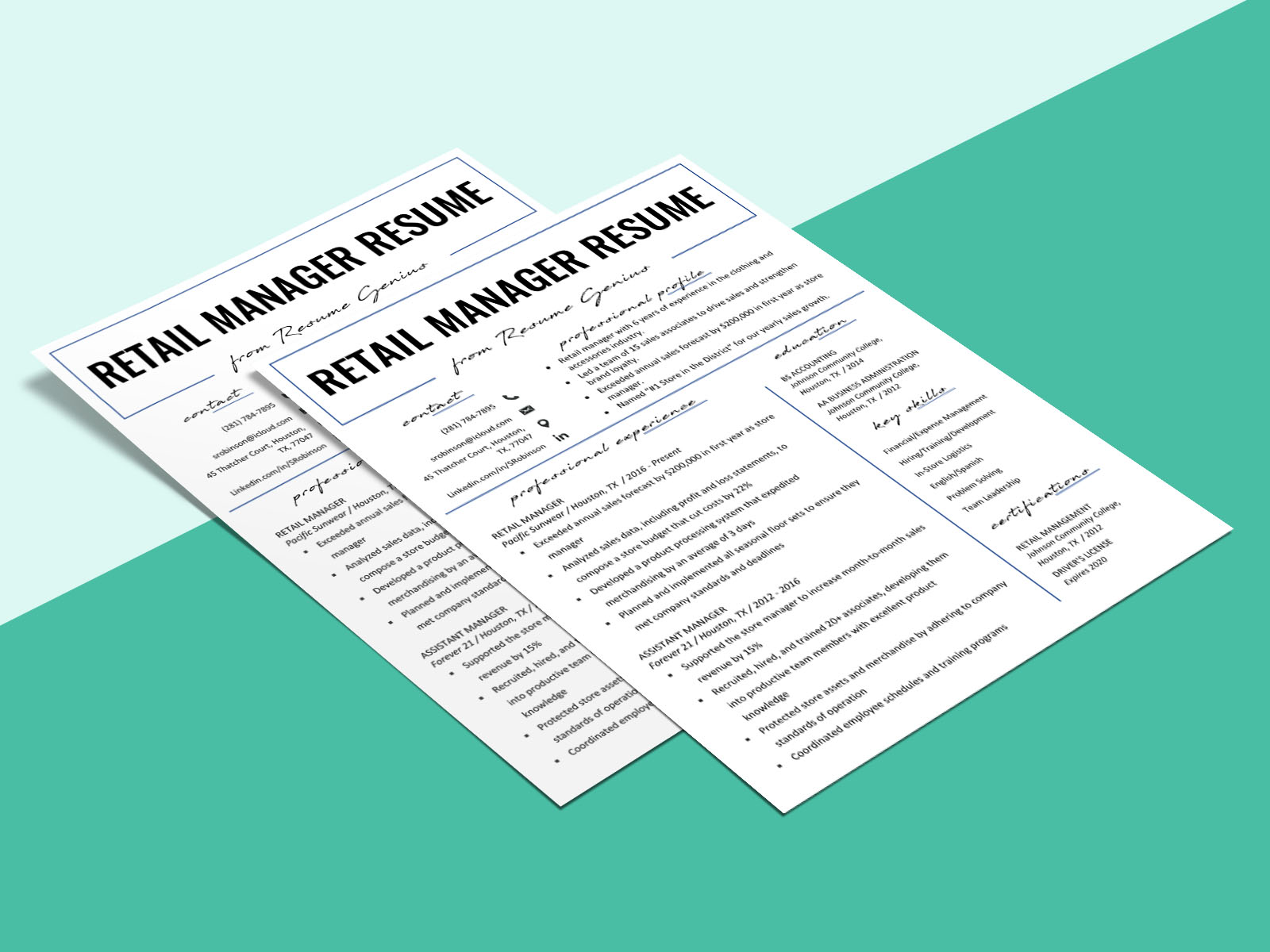 Free Retail Manager Resume Template with Clean and Elegant Design