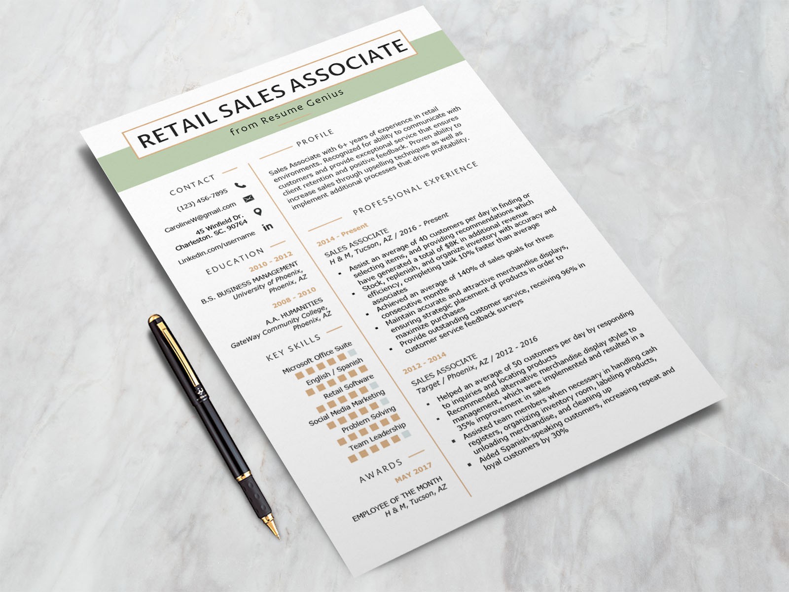 Free Retail Sales Associate Resume Template with Clean and Elegant Look