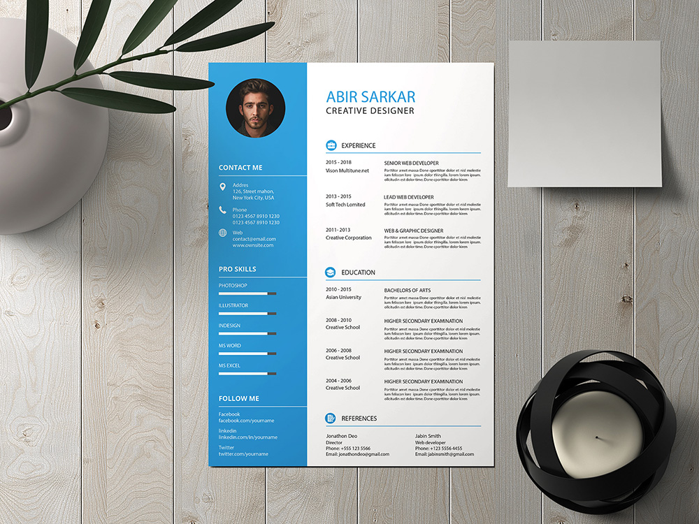 Free Creative Resume Template with Mockup