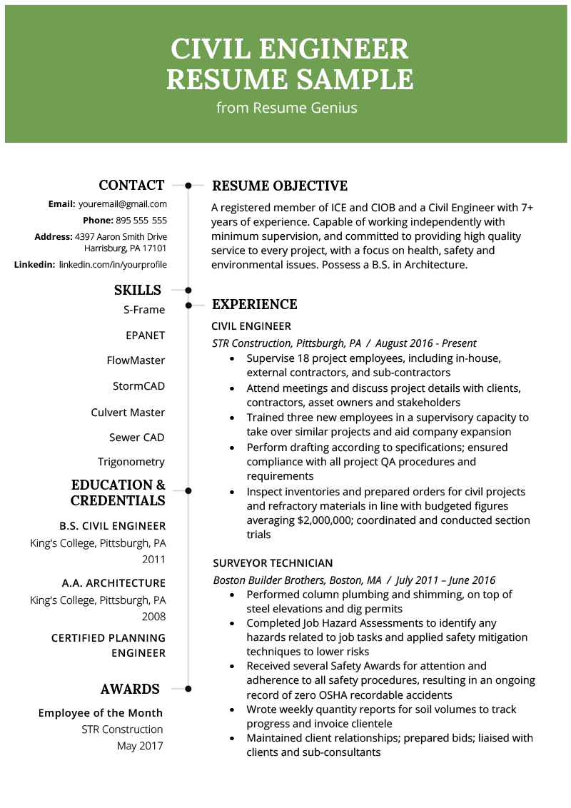 Free Civil Engineering Resume Template with Simple and ... (770 x 1090 Pixel)