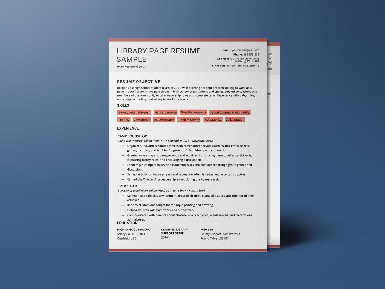 Free Library Officer Resume Template with Clean and Fresh Look
