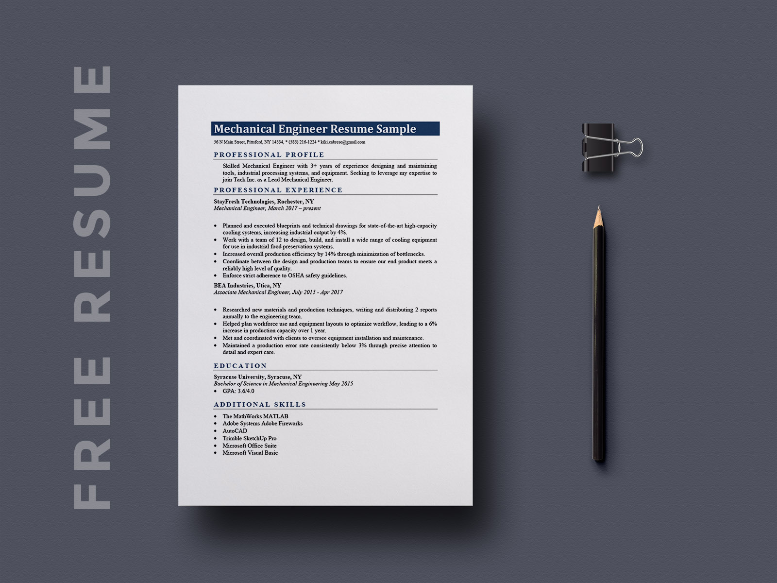 Free Mechanical Engineering Resume Template