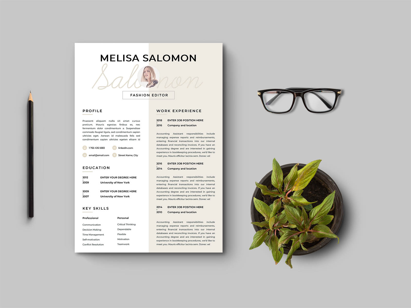 Free Clean and Stylish Resume Template for Job Seeker