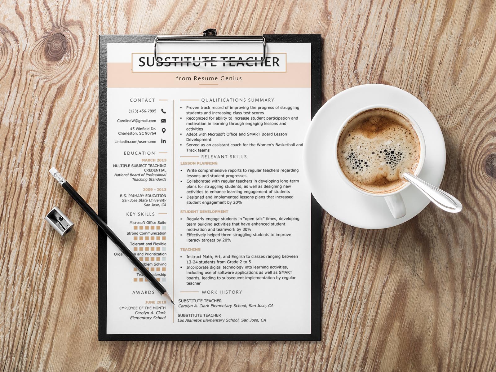 Free Substitute Teacher Resume Template with Clean and Simple Look
