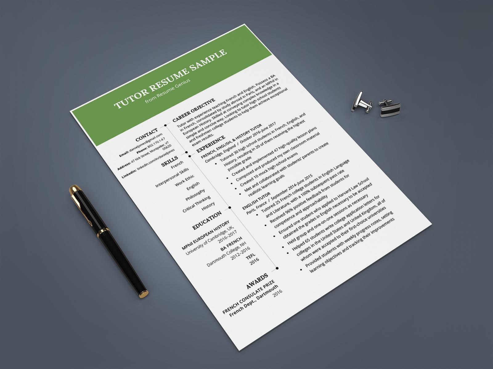 Free Tutor Resume Template with Clean and Simple Design