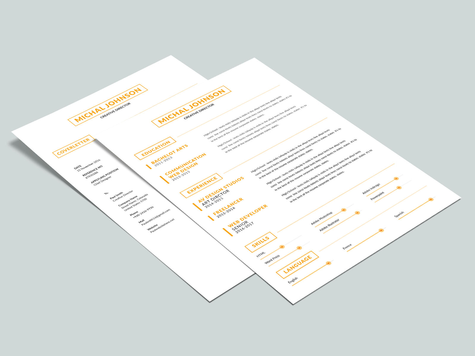Free Simple Two Pages Resume Template