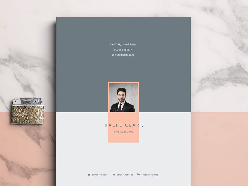 Free Clever Resume Template with Elegant Look Design (1000 x 750 Pixel)