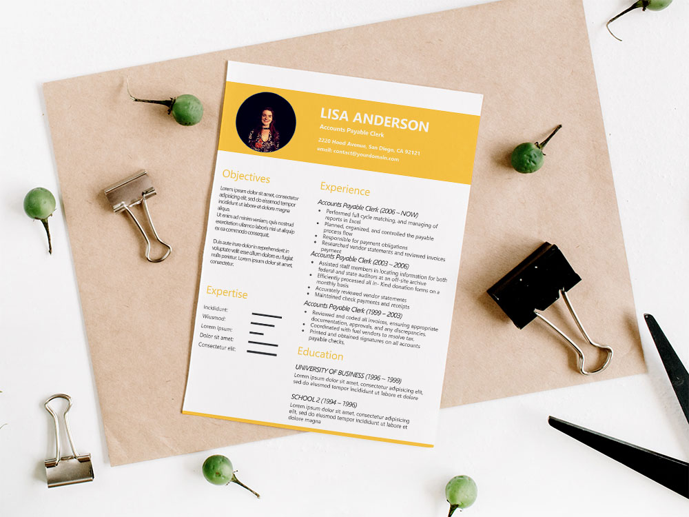 Free Accounts Payable Clerk Resume Template with Sample Text