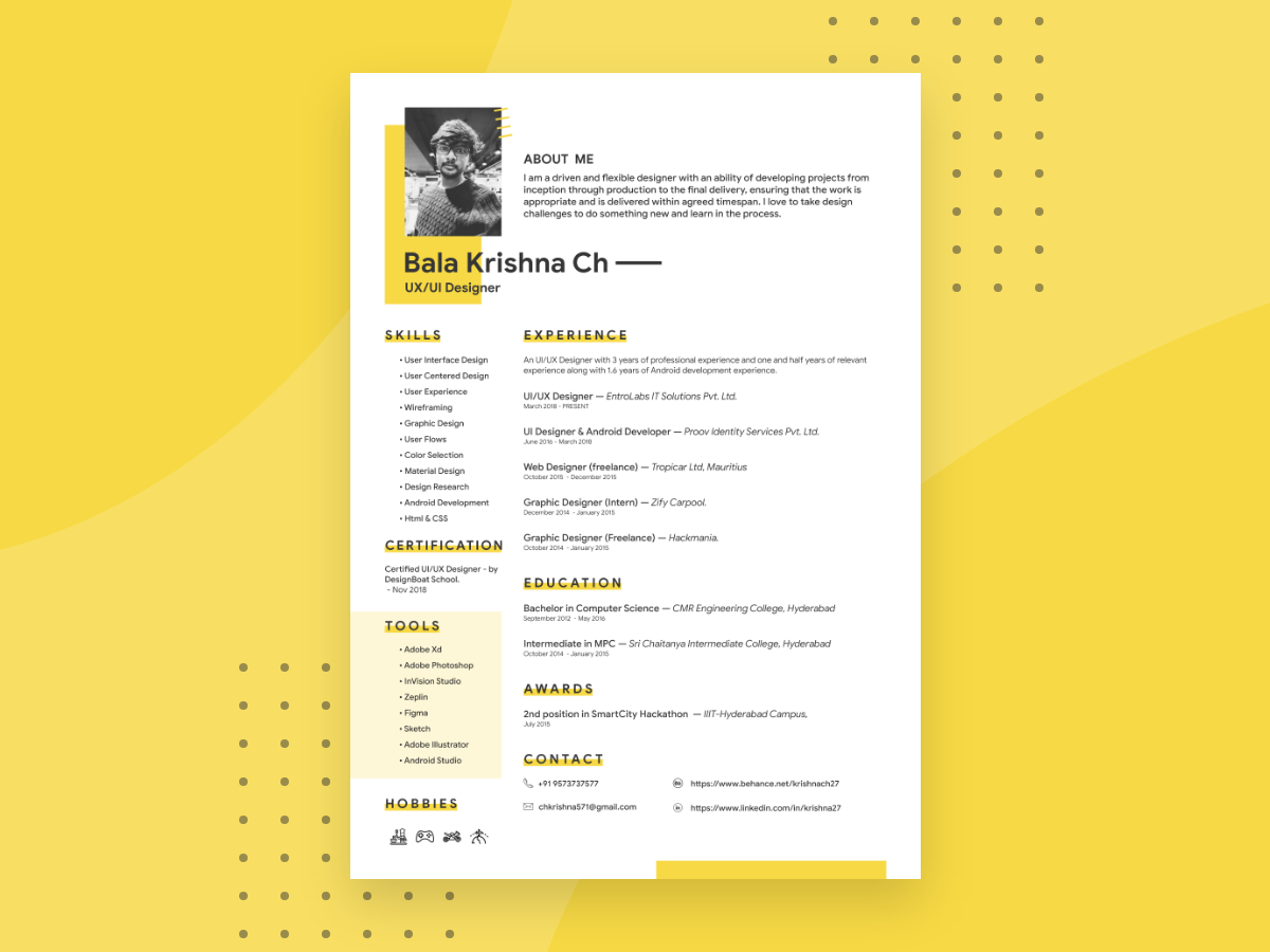 Free Adobe XD Resume Template