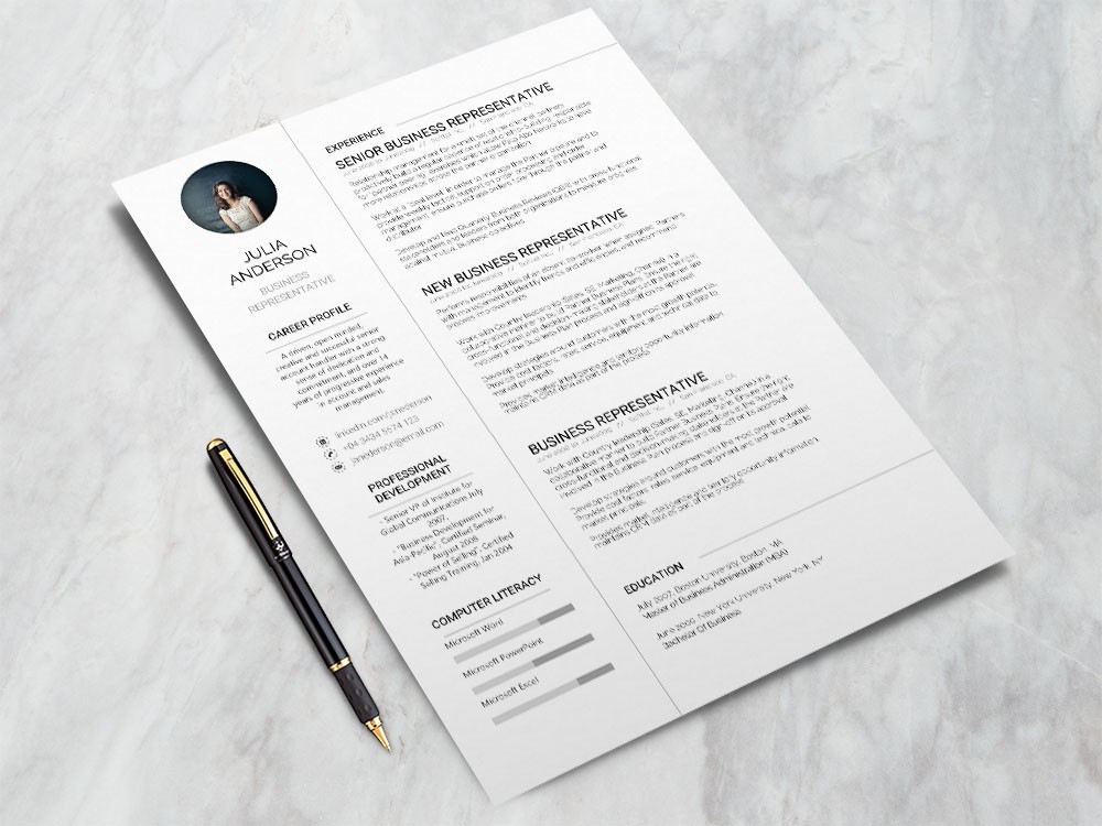 Free Business Representative Resume Template