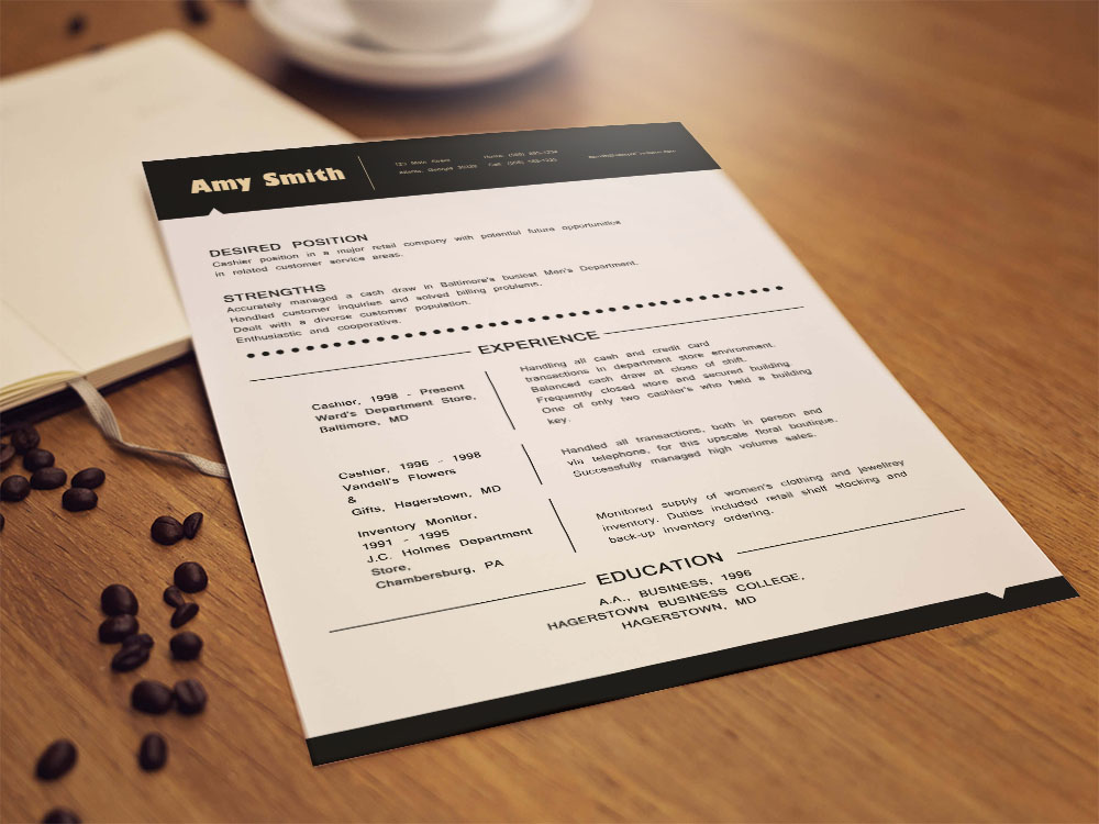 Free Cashier Resume Template with Simple and Elegant Look