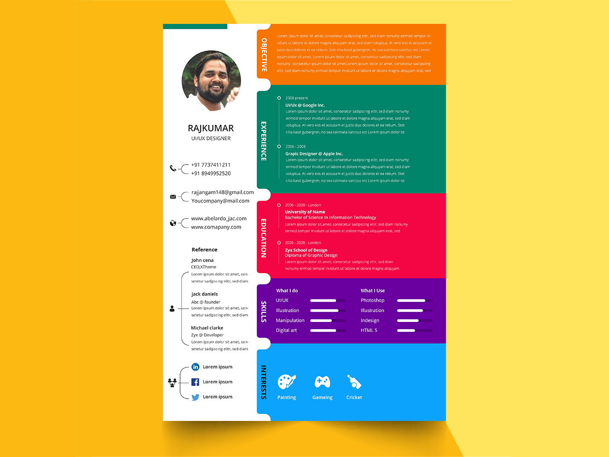 Free Colorful Resume Template