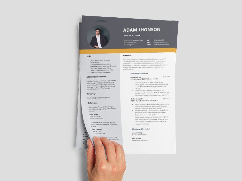 Free Data Entry Clerk Resume Template for Job Seeker