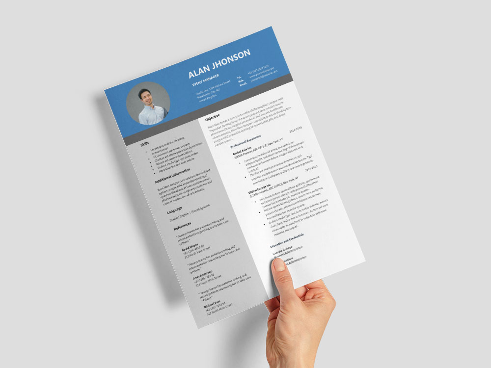 Free Event Manager Resume Template for Job Seeker