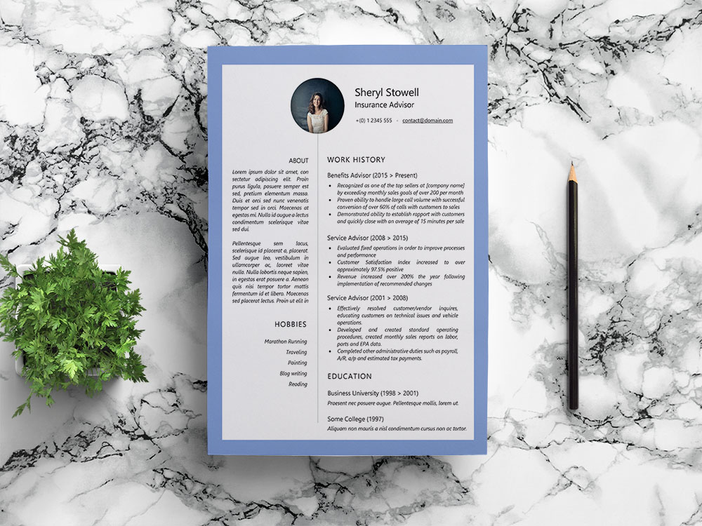 Free Insurance Advisor Resume Template with Example Text