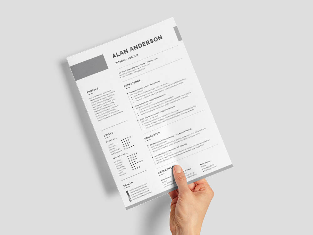 Free Internal Auditor Resume Template with Simple and Modern Look