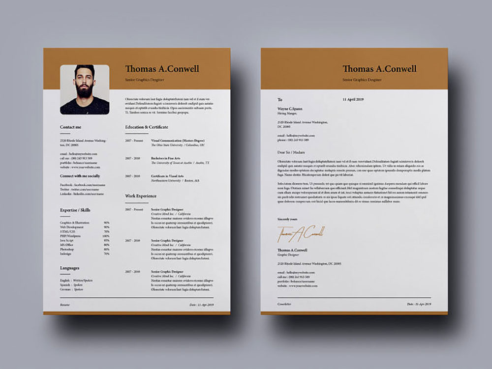 Free Modern Indesign Resume Template with Matching Cover Letter
