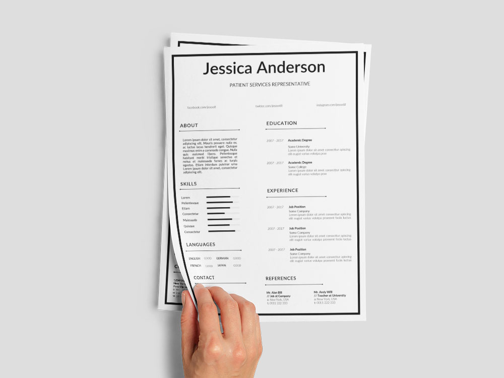 Free Patient Services Representative Resume Template for Job Seeker