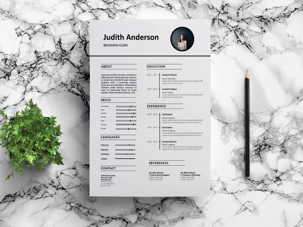 Free Receiving Clerk Resume Template for Job Seeker