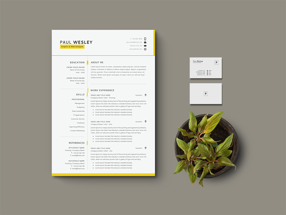 Free Resume Template with Matching Cover Letter and Business Card