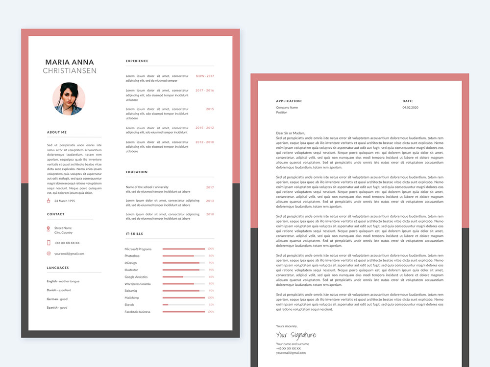 Free Sketch Resume Template with Cover Letter for Job Seeker