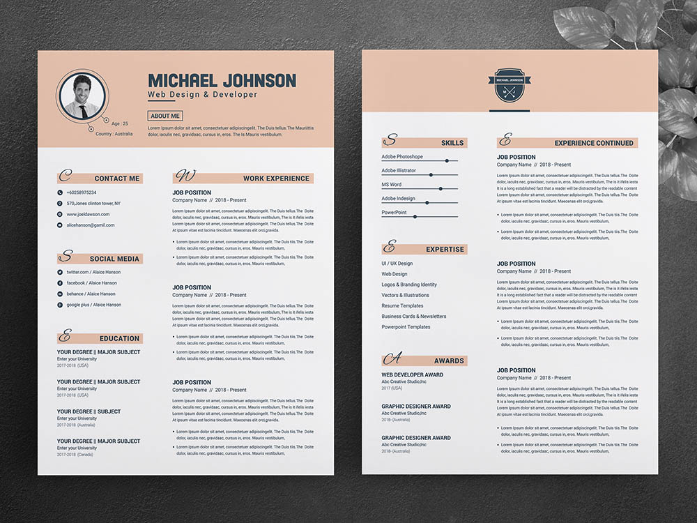 Free Word Apple Pages Resume Template With Matching Cover Letter