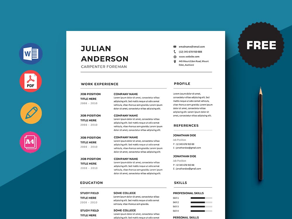 Free Carpenter Foreman Resume Template