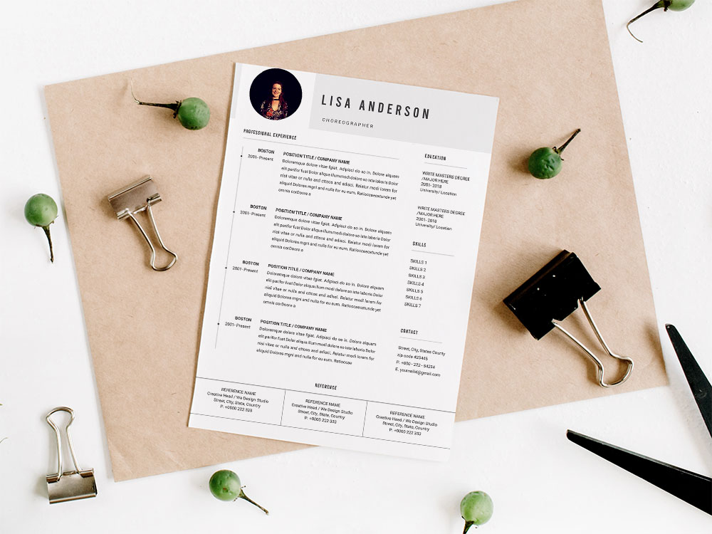 Free Choreographer Resume Template with Professional Look