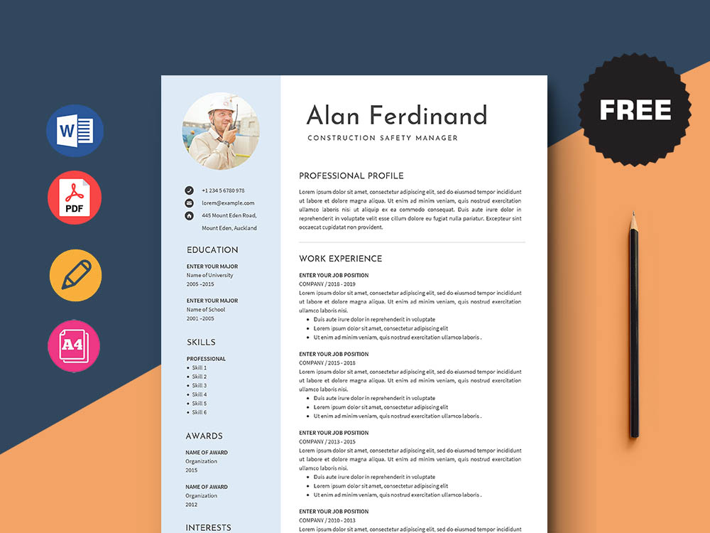 Free Construction Safety Manager Resume Template