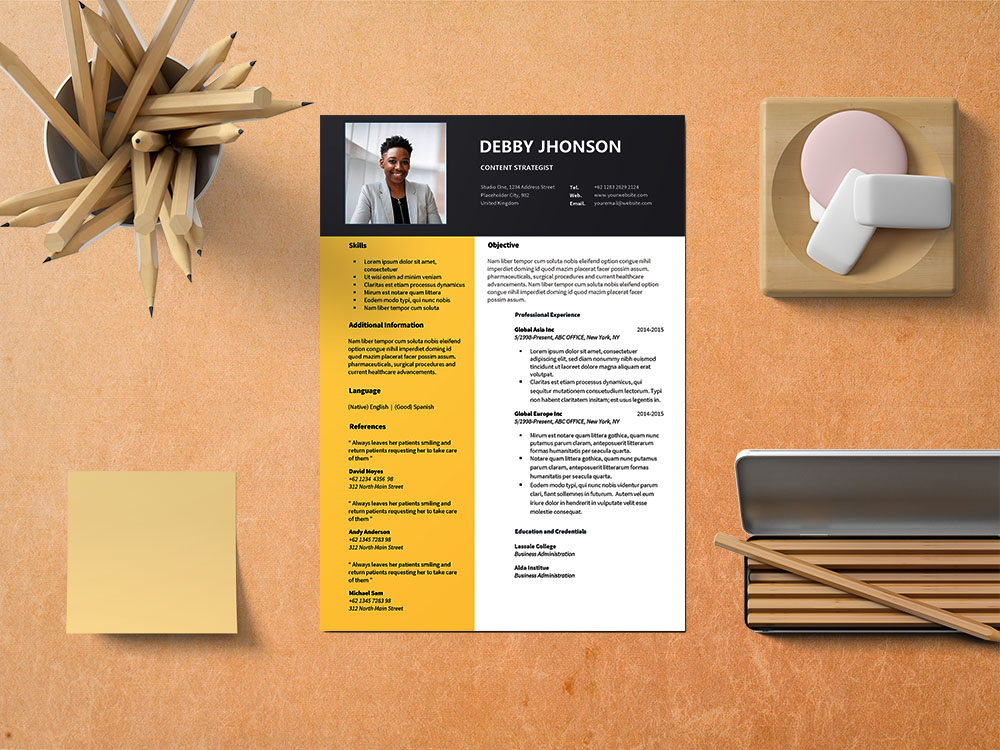 Free Content Strategist Resume Template with Modern Look