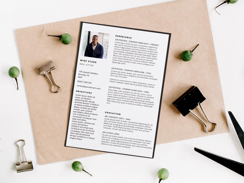 Free Dog Sitter Resume Template with Clean Look
