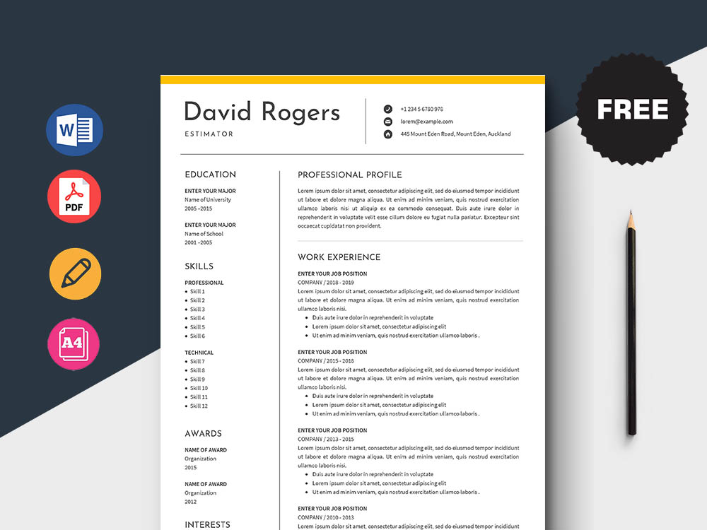 Free Estimator Resume with Clean and Simple Look