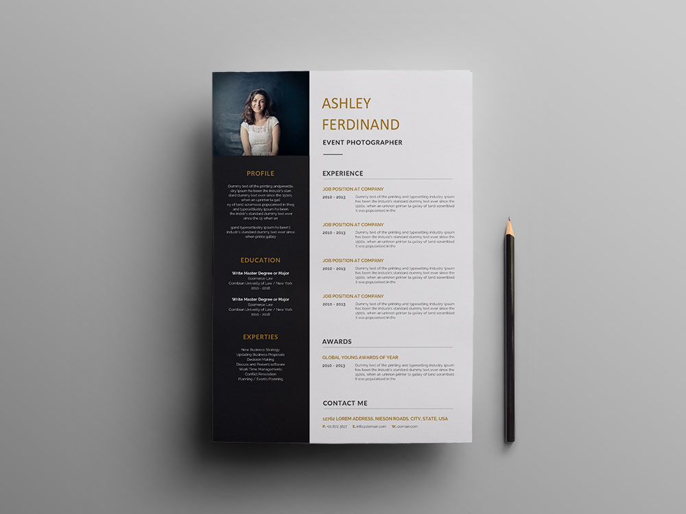 Free Event Photographer Resume Template with Professional Look