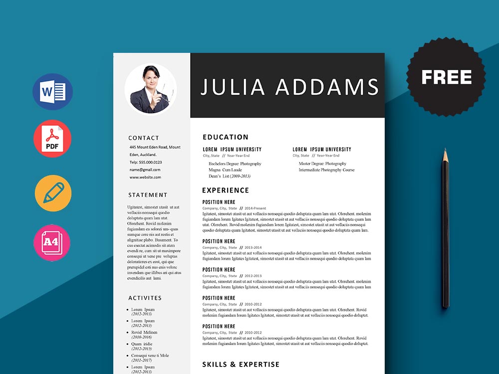 Free Financial Customer Service Representative Resume Template with Clean Look