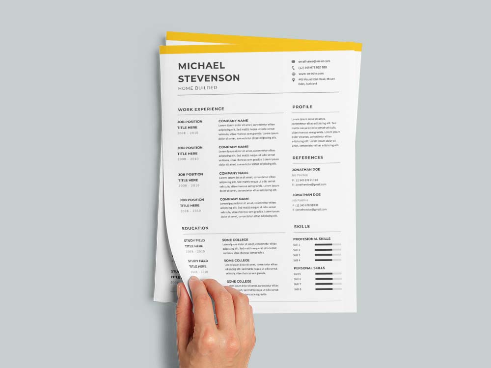 Free Home Builder Resume Template with Clean and Simple Look