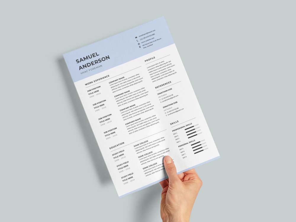 Free Hvac Foreman Resume Template with Clean and Simple Look