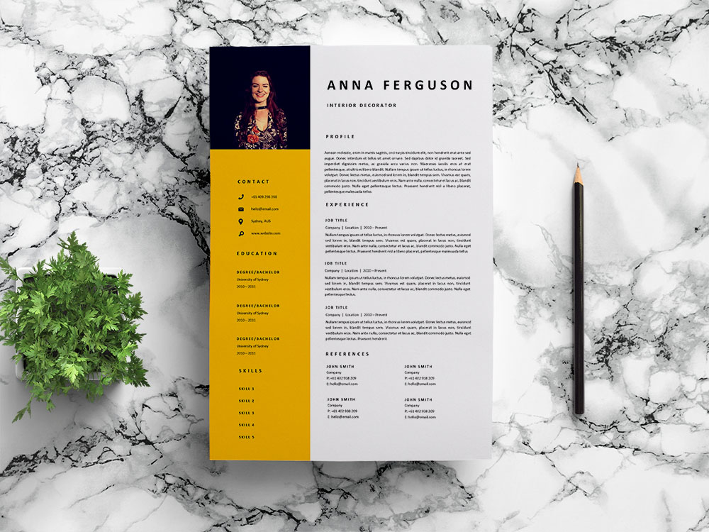 Free Interior Decorator Resume Template with Clean and Professional Look