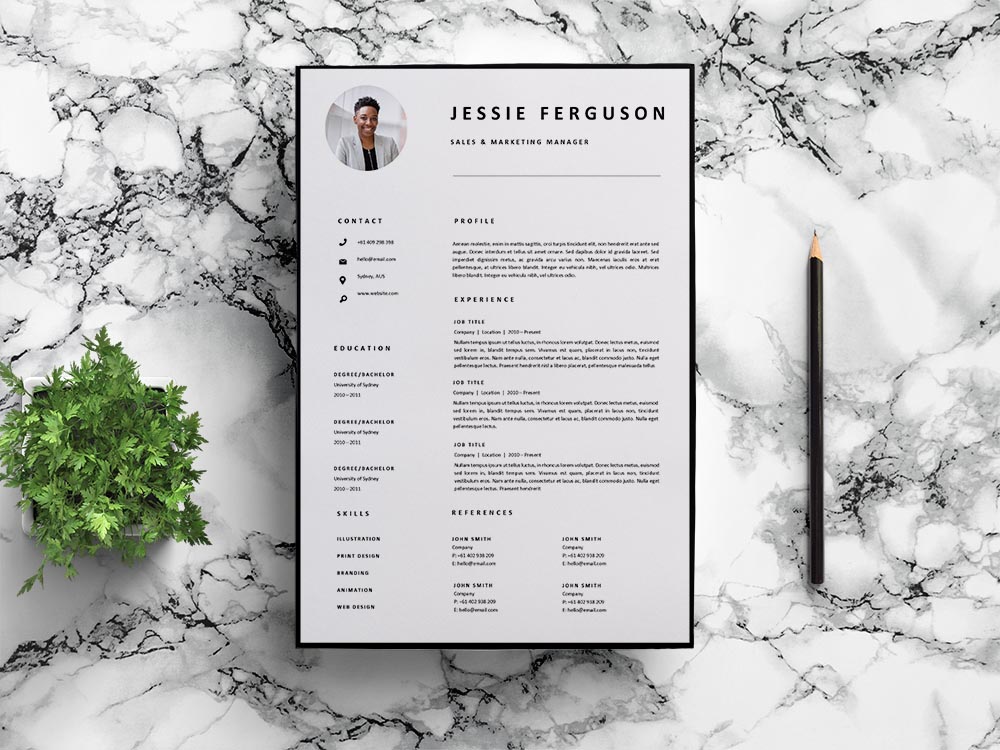 Free Sales & Marketing Manager Resume Template with Clean Look