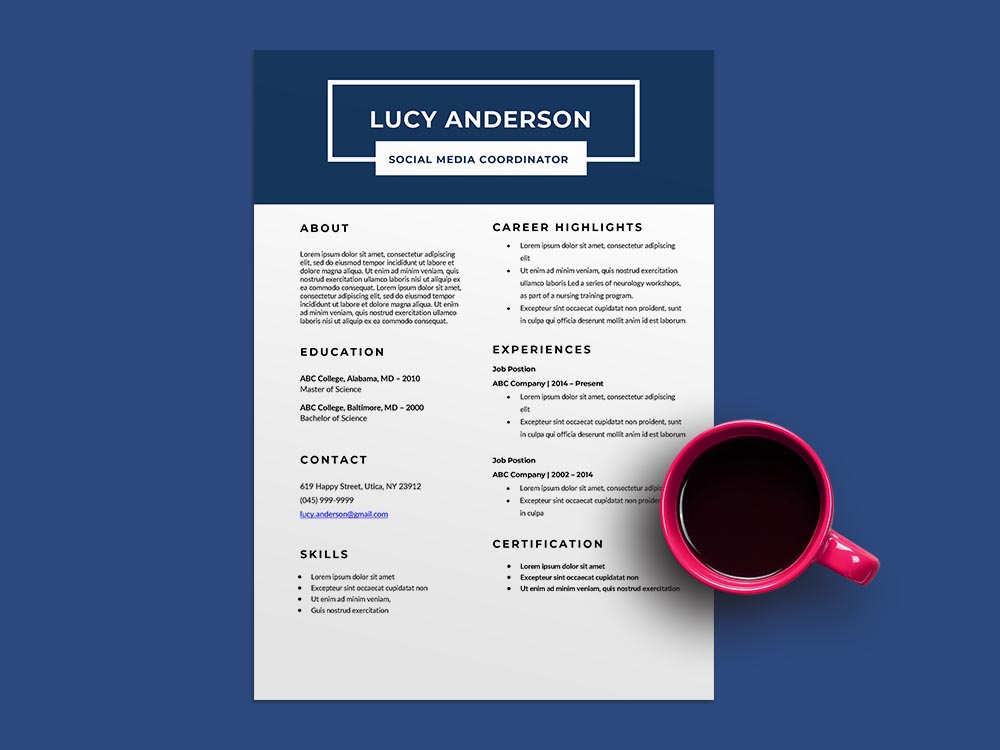 Free Social Media Coordinator Resume Template with Clean Look